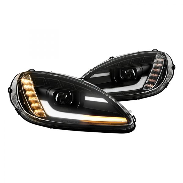 Spyder® - Black Sequential DRL Bar Projector LED Headlights, Chevy Corvette