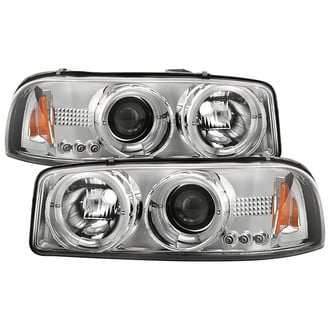 Spyder® - Signature Series Driver and Passenger Side Chrome Halo Projector Headlights with Parking LEDs