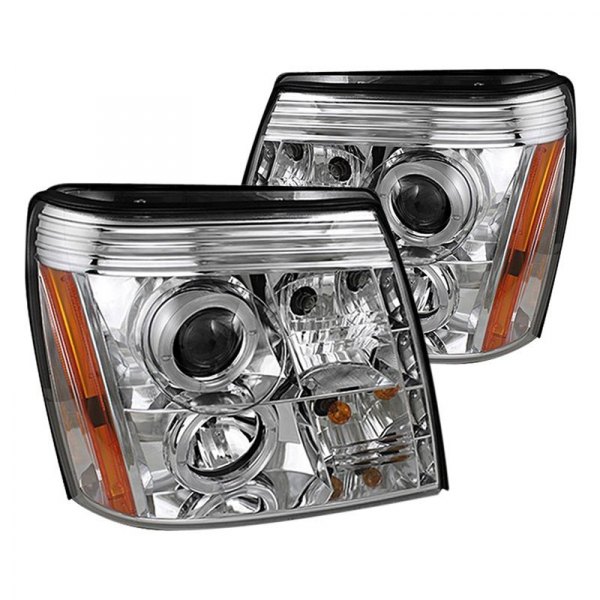 Spyder® - Chrome Halo Projector Headlights with LED DRL, Cadillac Escalade