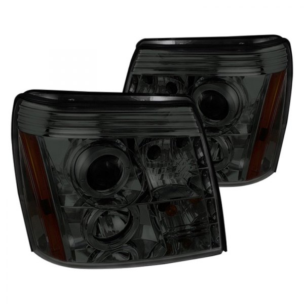 Spyder® - Chrome/Smoke Halo Projector Headlights with LED DRL, Cadillac Escalade
