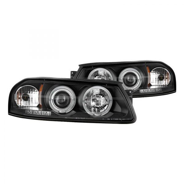 Spyder® - Black Halo Projector Headlights with LED DRL, Chevy Impala