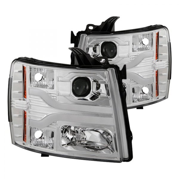 Spyder® - Chrome LED Light Tube Projector Headlights, Chevy Silverado
