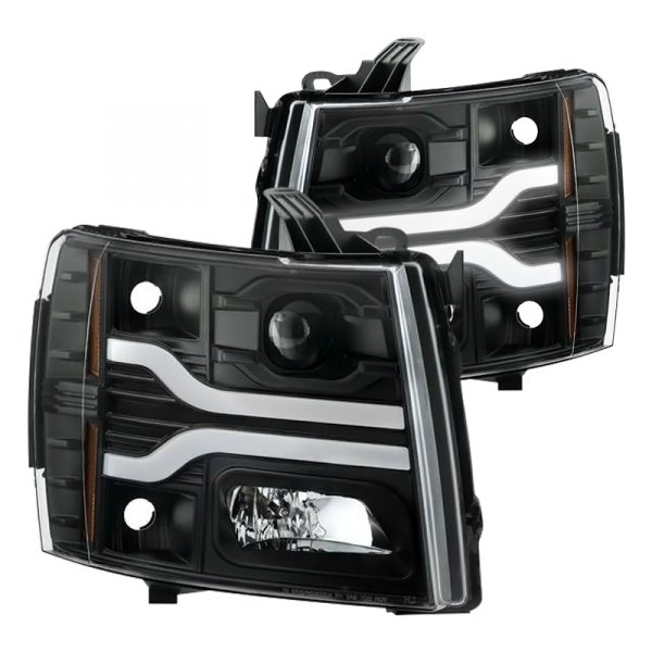 Spyder® - Black Light Tube Projector LED Headlights, Chevy Silverado