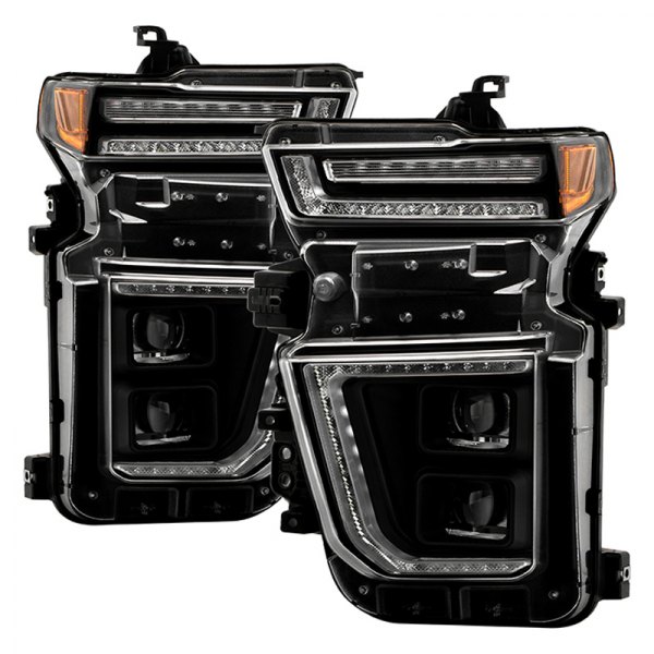 Spyder® - Black Light Tube Projector LED Headlights with DRL and Sequential Turn Signal