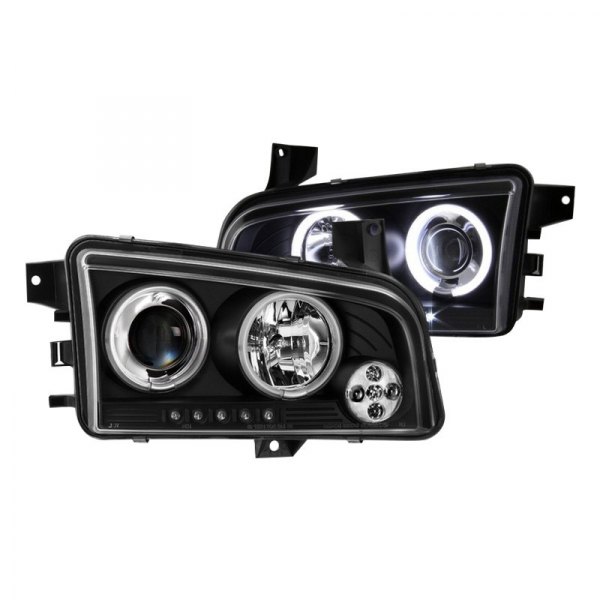 Spyder® - Black CCFL Halo Projector Headlights with Parking LEDs, Dodge Charger