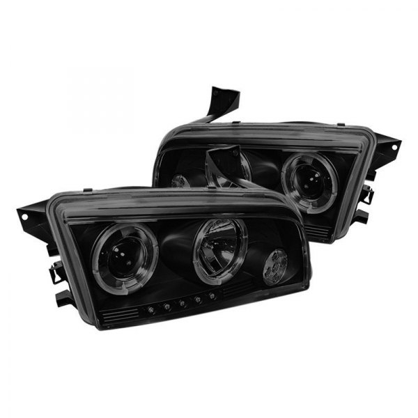 Spyder® - Black/Smoke Halo Projector Headlights with Parking LEDs, Dodge Charger