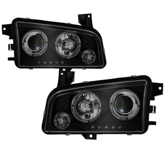 Spyder® - Signature Series Driver and Passenger Side Black/Smoke Halo Projector Headlights with Parking LEDs