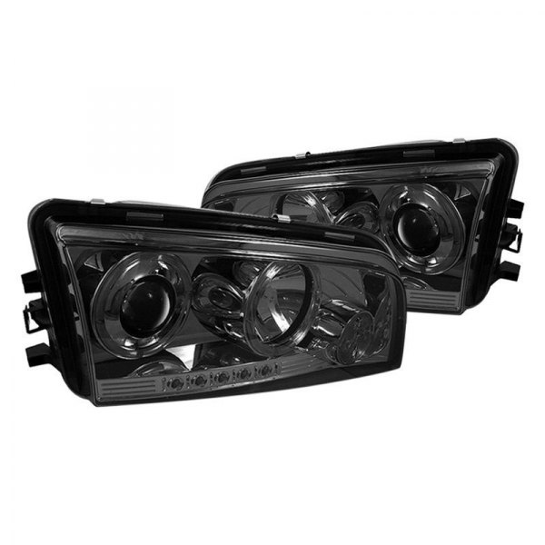 Spyder® - Chrome/Smoke Halo Projector Headlights with Parking LEDs, Dodge Charger