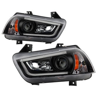 Spyder® - Signature Series Driver and Passenger Side Black LED Light Tube Projector Headlights