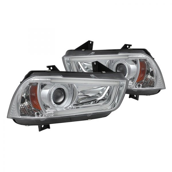 Spyder® - Chrome LED Light Tube Projector Headlights, Dodge Charger