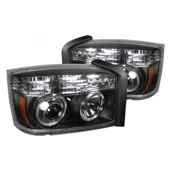 Spyder® - Black LED Halo Projector Headlights, Dodge Dakota