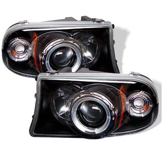 Spyder® - Signature Series Driver and Passenger Side Black Halo Projector Headlights with Parking LEDs