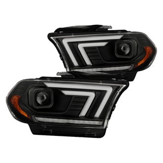 Spyder® - Signature Series Driver and Passenger Side Black Light Tube Projector Headlights with LED Sequential Turn Signal