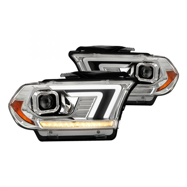 Spyder® - Chrome Light Tube Projector Headlights with LED Sequential Turn Signal, Dodge Durango