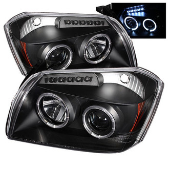 Spyder® - Signature Series Driver and Passenger Side Black Halo Projector Headlights with LED DRL