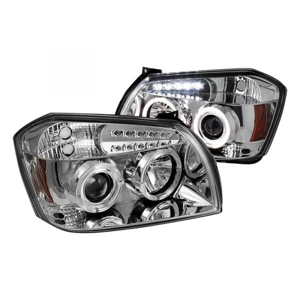 Spyder® - Chrome Halo Projector Headlights with LED DRL, Dodge Magnum