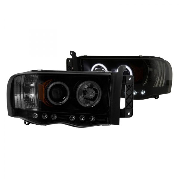 Spyder® - Black/Smoke CCFL Halo Projector Headlights with Parking LEDs, Dodge Ram