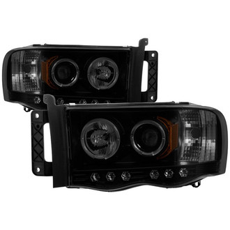 Spyder® - Signature Series Driver and Passenger Side Black/Smoke Halo Projector Headlights with Parking LEDs