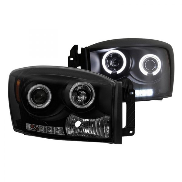 Spyder® - Black/Smoke CCFL Halo Projector Headlights with Parking LEDs, Dodge Ram