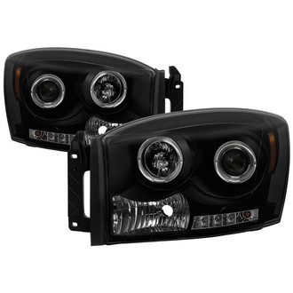 Spyder® - Signature Series Driver and Passenger Side Black/Smoke Halo Projector Headlights with Parking LEDs