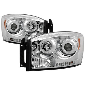 Spyder® - Signature Series Driver and Passenger Side Chrome Halo Projector Headlights with Parking LEDs