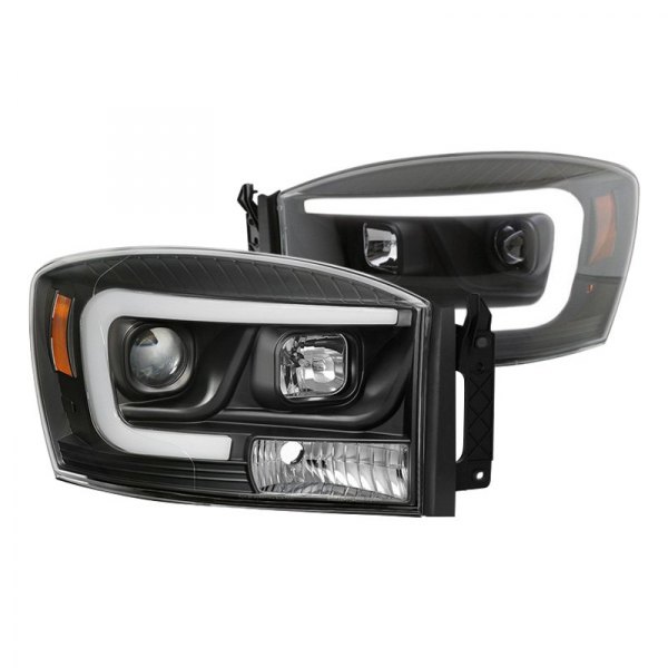 Spyder® - Black LED DRL Bar Projector Headlights, Dodge Ram