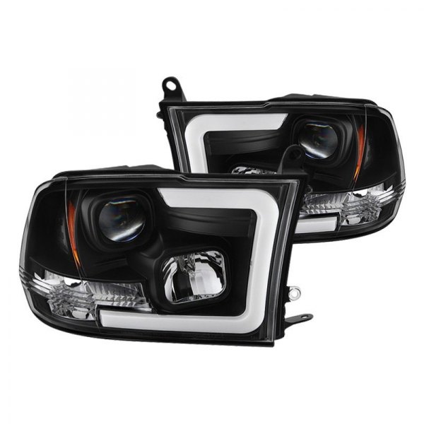 Spyder® - Black LED DRL Bar Projector Headlights, Dodge Ram