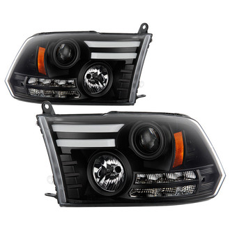 Spyder® - Signature Series Driver and Passenger Side Black Light Tube Projector Headlights with LED Turn Signal