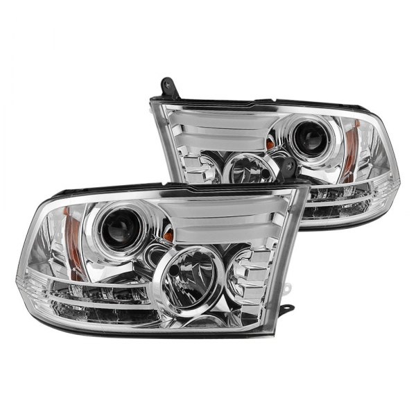 Spyder® - Chrome Light Tube Projector Headlights with LED Turn Signal, Dodge Ram