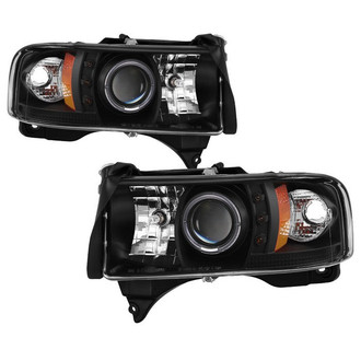 Spyder® - Signature Series Driver and Passenger Side Black Halo Projector Headlights with Parking LEDs