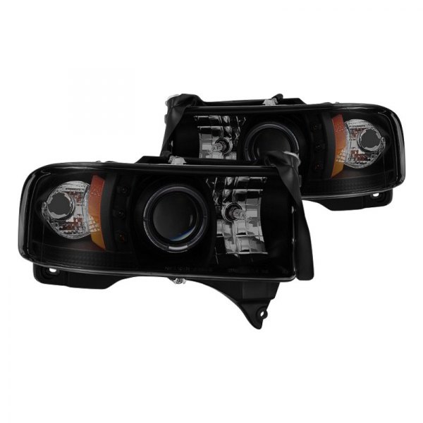 Spyder® - Black/Smoke Halo Projector Headlights with Parking LEDs, Dodge Ram