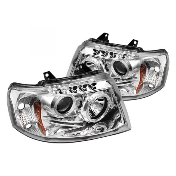 Spyder® - Chrome Halo Projector Headlights with Parking LEDs, Ford Expedition
