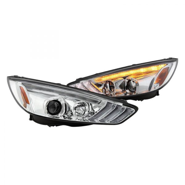 Spyder® - Chrome Light Tube Projector Headlights with Sequential LED Turn Signal, Ford Focus