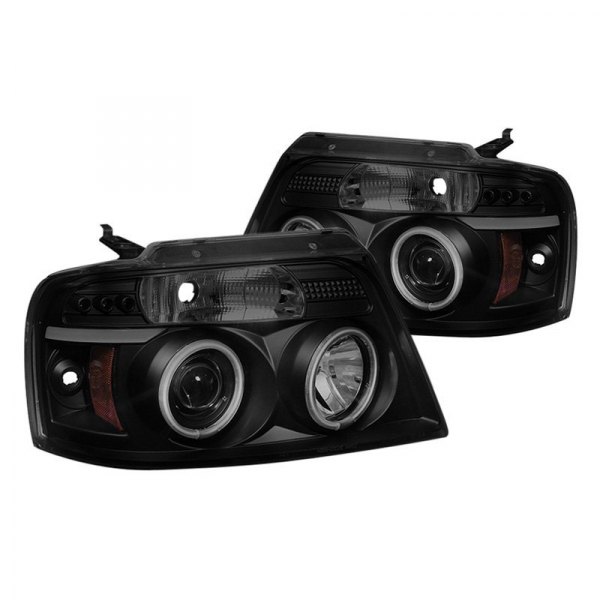 Spyder® - Black/Smoke LED DRL Bar CCFL Halo Projector Headlights, Ford F-150