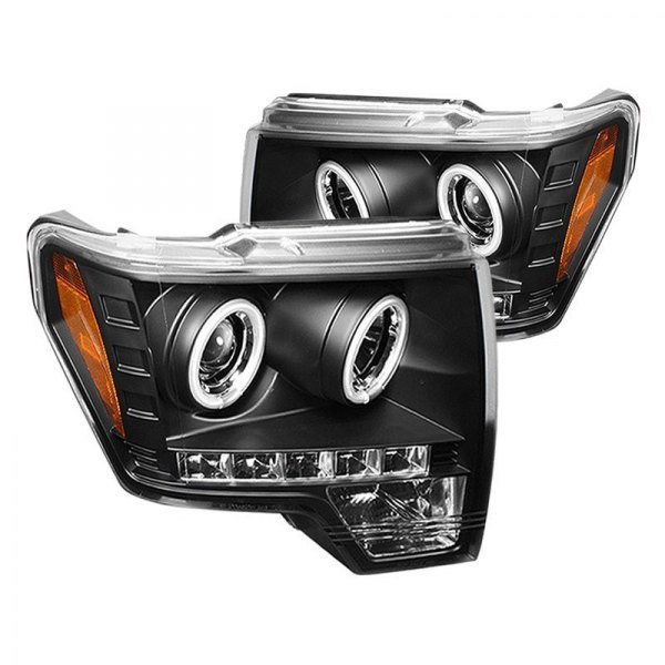 Spyder® - Black CCFL Halo Projector Headlights with Parking LEDs, Ford F-150