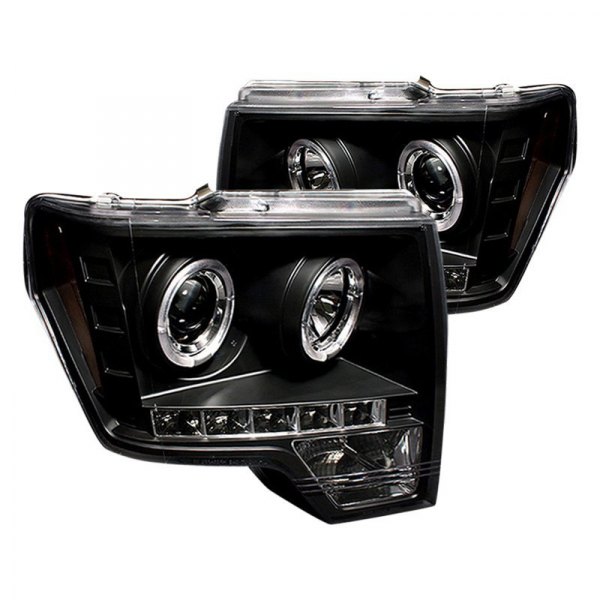 Spyder® - Black Halo Projector Headlights with Parking LEDs, Ford F-150