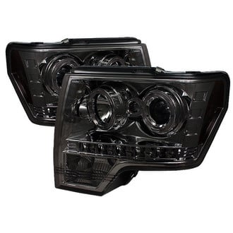 Spyder® - Signature Series Driver and Passenger Side Chrome/Smoke Halo Projector Headlights with Parking LEDs