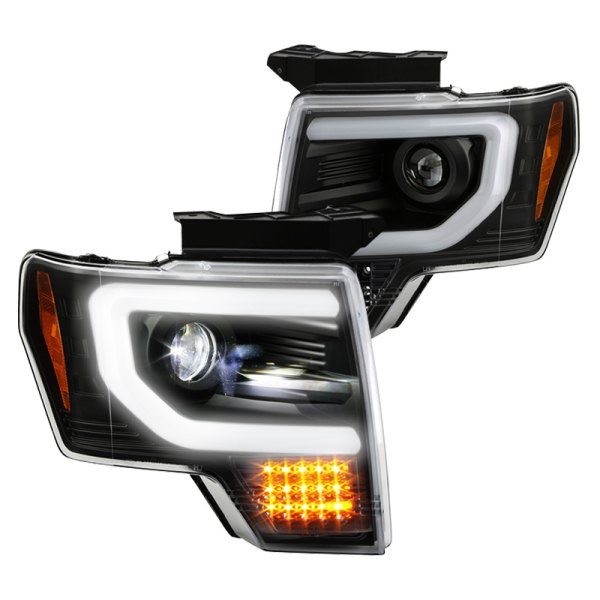 Spyder® - Black Light Tube Projector LED Headlights with Sequential Turn Signal, Ford F-150