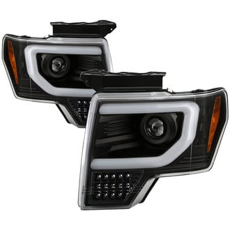Spyder® - Apex Series Driver and Passenger Side Black Light Tube Projector LED Headlights with Sequential Turn Signal