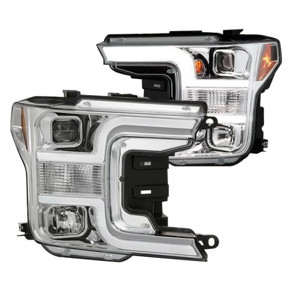 Spyder® - Chrome LED DRL Bar Projector Headlights, Ford F-150