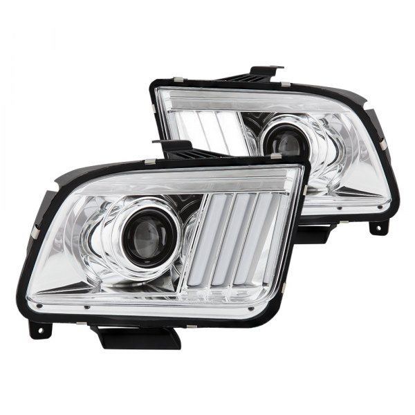 Spyder® - Chrome LED DRL Bar Projector Headlights, Ford Mustang