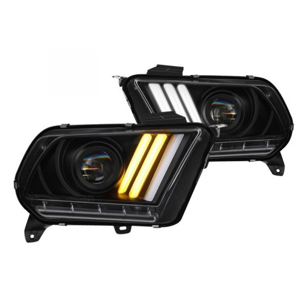 Spyder® - Black Sequential LED DRL Bar Projector Headlights, Ford Mustang