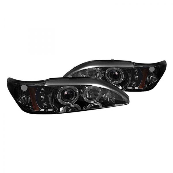 Spyder® - Chrome/Smoke Halo Projector Headlights with Parking LEDs, Ford Mustang
