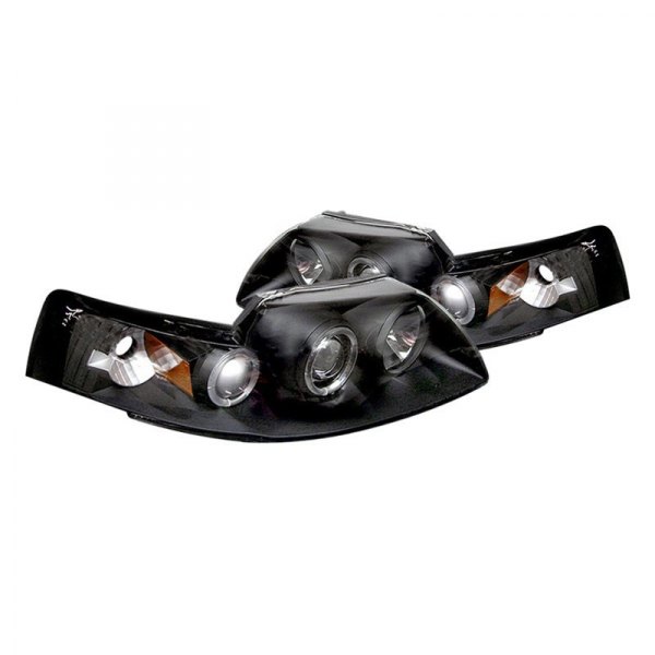 Spyder® - Black Halo Projector Headlights, Ford Mustang