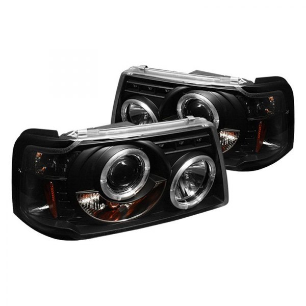 Spyder® - Black Halo Projector Headlights with Parking LEDs, Ford Ranger