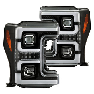 Spyder® - Signature Series Driver and Passenger Side Black Light Tube Projector Headlights with Sequential LED Turn Signal