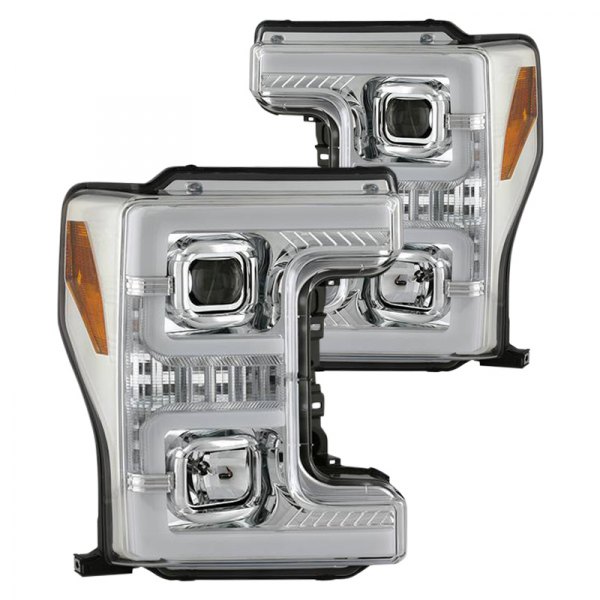 Spyder® - Chrome Light Tube Projector Headlights with Sequential LED Turn Signal