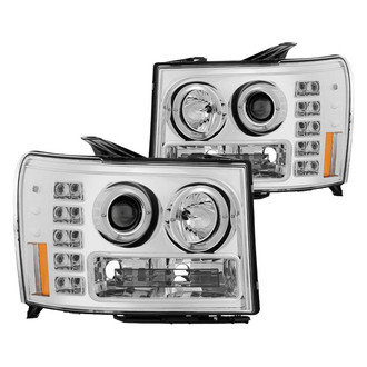 Spyder® - Signature Series Driver and Passenger Side Chrome Halo Projector Headlights with Parking LEDs
