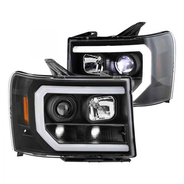 Spyder® - Black Light Tube Projector LED Headlights, GMC Sierra