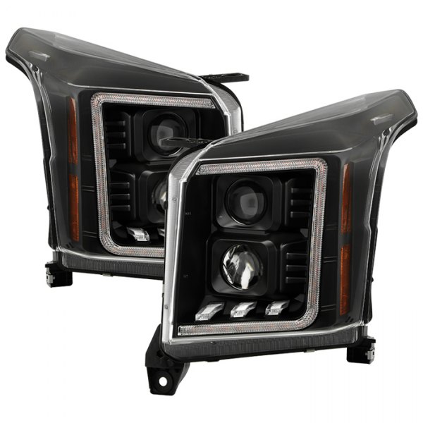 Spyder® - Black Light Tube Projector Headlights with LED Sequential Turn Signal